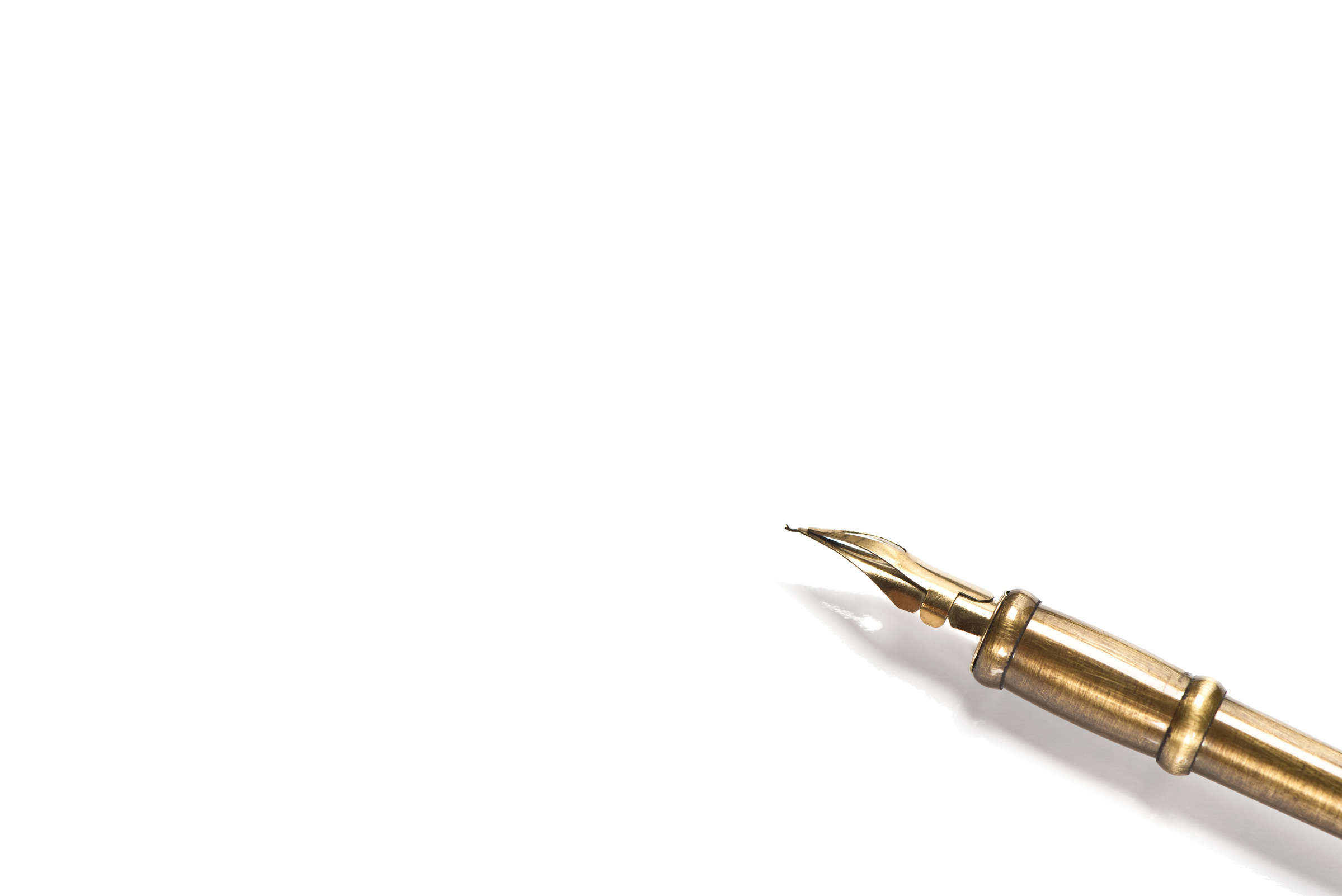 Vintage Ink Gold Pen on White Background 